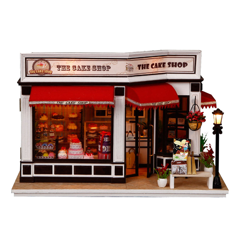 1/24 Scale DIY Miniature Dollhouse Cake shop Model With LED Light Kids Toy Gift