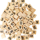Pack of 100 Wooden Puzzles Numbers Tiles Black Letters Cube Blocks Embellishments for Crafts Kids Creative Game Toy