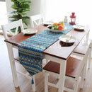 30*180cm Bohemian Table Runner Tassel Cotton Tablecloth Cover Home Cafe Bar Dining Table Tea Table Decor Mat -Blue
