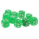 Pack of 10 Acrylic Six Sided D6 Dice for D&D TRPG Party Board Game Toys Grass Green