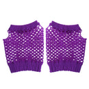 Women Girls Fashionable Bride To Be Hens Night Party Fishnet Fingerless Half Gloves Dance Costume Accessory 1 Pair Purple