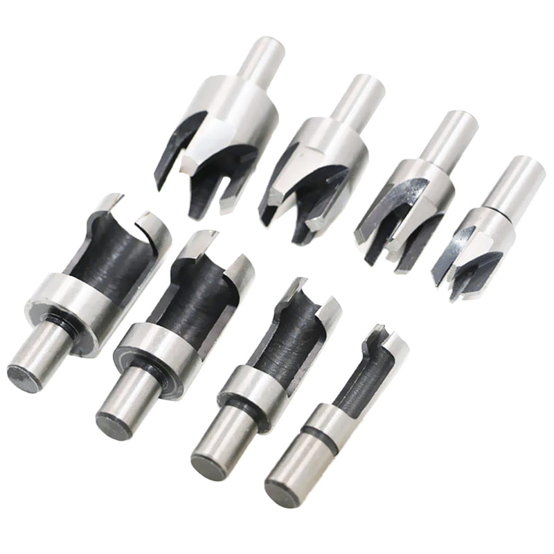 1 Set of 8 Pieces Wood Plug Cutter Straight/Tapered Claw Type Drill Bit Sets