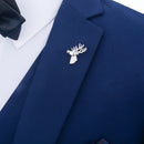 High Polished Brass Silver Polished Elk Deer Head Collar Lapel Pin Badge Christmas Gift Mens Shirt Brooch