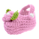 Pair of Baby Toddler Knitting Cotton Flower Pearl Design Prewalker Crochet Warm Crib Shoes Pink