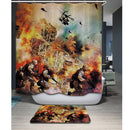 Home Hotel Bathroom Shower Room Door Window Decoration Extra Long Fabric Bath Shower Curtain + 12PCS Hooks