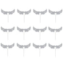 12x Glitter Silver Angel Wing Cupcake Topper Food Picks Party Ornaments