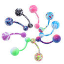 9 Pcs 14G Mixed Color Belly Button Navel Rings Barbells Body Jewelry Piercings
