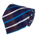 Mens Fashionable Silk Navy Blue With White And Blue Diagonal Stripe Necktie Work Special Occasion Meeting Birthday Accessory