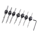 7 Pieces HSS Tapered Drill & Countersink Bit Wood Hole DIY Tool Woodworking