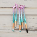 Fashion 5pcs Mermaid Cosmetic Brush Kit Face Powder Blush Foundation Eyeliner Eyebrow Eyeshadow Eyelash Lip Concealer Makeup Brushes Set