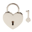 Vintage Personalized Heart Shape Padlock w/ Key Travel Locker Set - Silver L