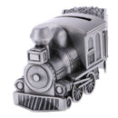 Vintage Alloy Metal Train Money Box Piggy Bank Coin Saving Pot Organizer