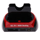 All In 1 HDD Docking Station Dual USB 2.0 2.5'' 3.5'' IDE SATA External HDD Box Hard Disk Drive Enclosure Card Reader EU Plug