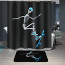 Home Hotel Bathroom Shower Room Decor Retro Fabric Shower Curtains With 12 Hooks Creative Skating Print Charms Curtain