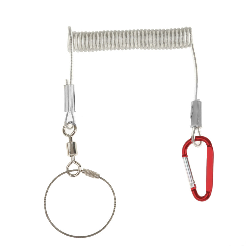 1.4M Stretch Steel Wire Spring Coil Lanyard Rope with Swivel Ring Carabiner