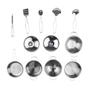 Kids Kitchen Cookware Playset C (12pcs, Stainless Steel) for Children Pretend Play Chef Cooking
