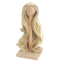 Curly 1/4 BJD Girl Doll Hair Wig and Wooden Display Holder Hair Accessories -Light Golden