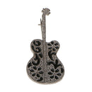Men Black Enamel Alloy Musical Guitar Brooch Suit Pin Jewelry