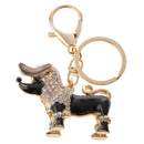 Purse Handbag Car Chain Gift Poodle Dog Keychain Keyring Charm Crystal Pendant Black