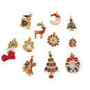 11 Pieces Gold Enamel Christmas Charms Snowflake Christmas Tree Santa Claus Charm Pendant Jewelry Beads Crafts