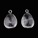 2pcs Clear Water Drop Glass Ball Necklace Pendants with Real Dried Flowers Filled Ornament for Home Hanging Decoration 2cm