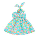 Trendy Summer Flower Dress & Hair Band Outfit for 18inch American Girl My Life Dolls Clothing Accessory Mint Green