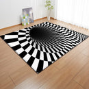 Black & White Checkered 3D Visual Effect Floor Rug Mat Bedroom Carpet 150 x 100cm for Kids Room Nursery