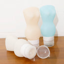 3pcs Silicone Travel Separated Bottle - 100ml - for Lotion Shampoo Cosmetic Liquids Sample - White+Skin+Light Blue