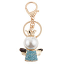 Rhinestone Crystal Queen Crown Angel Pendant Keyring Keychain Blue