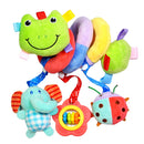 Cute Spiral Activity Stroller Car Seat Cot Lathe Hanging Bell Baby Play Travel Toys Newborn Baby Rattles Infant Soft Plush Toys Frog