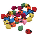 100pcs Mixed Painted Ladybug Wood Spacer Beads Wooden Beads For Bracelet Necklace DIY