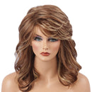 Women Lady Blonde Browned Mixed Long Wavy Curly Real Human Hair Wigs for Daily Wear / Party Cosplay 17 inch