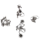 4Pcs Vintage Hollow Boho Knuckle Ring Flower Finger Jewelry Set for Women