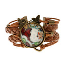 Christmas Retro Style Santa Claus Pattern Braid Leather Butterfly Bracelets Bangle Xmas Jewelry Gifts