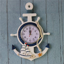 Anchor Clock Beach Sea Theme Nautical Ship Wheel Rudder Steering Wheel Starfish Decor Wall Hanging Decoration