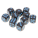 10pcs Standard Plastic 16mm Game Dice Die Toy for Dungeons &Dragons RPG Board Games Adult Party Pub Bar Blue Black