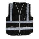 Hi-Vis Safety Vest With Zipper Reflective Tape Jacket Waistcoat black