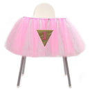 Pink Baby 1st Birthday High Chair Tutu Skirt Tulle Table Skirt Party Decoration