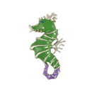 Fashion Women Popular Ocean Style Charm Cute Elegant Exquisite Green &Purple Oil Paint Alloy Seahorse Shape Brooch Pin Jewelry
