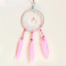 Handmade Crystal Dream Catcher with Pink Feathers Car Wall Hanging Decoration