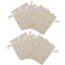 10 x Yellow Flower Linen Jute Sack Jewelry Pouch Drawstring Gift Bags Favor