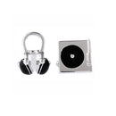 Mens Fashion Suit Jewelry Cuff Links Silver Black CD Earphone Shaped Cufflinks