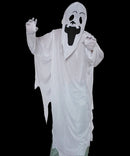 White Ghost Gown with Hoodie Mask and Gloves Adult Halloween Costume