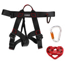 Half Body Safety Harness & Heart Shape Rope Pulley & 25KN Locking Carabiner Outdoor Climbing Set for Mountaineering Caving Rock Climbing Rappelling Equip