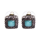 Women Luxury Fashion Square Rhinestone Alloy Gemstone Delicate Stud Earring