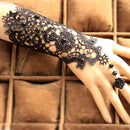 Elegant Women Girls Ladies Lace Bracelet With Ring Wedding Party Supplies Black