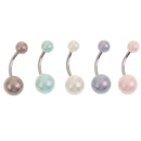 5 Pieces Charm Body Piercing Jewelry Crystal Faux Pearl Ball Button Belly Navel Ring Bar