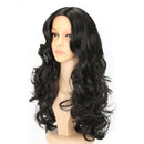 Ladies Synthetic 60cm Wavy Curls Full Hair Wig, Black Curly Middle Part Style Hairpieces
