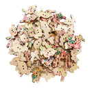 50 Pieces 2 Hole Mixed Flower Printed Rabbit Shape Wood Buttons for DIY Sewing Scrapbooking 29x33mm