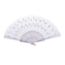 Wedding Party Gift Spanish Handmade Flower Pattern Folding Lace Hand Fan White